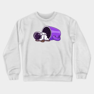 Cute Astronaut Sleeping With Coffee Cup Cartoon Crewneck Sweatshirt